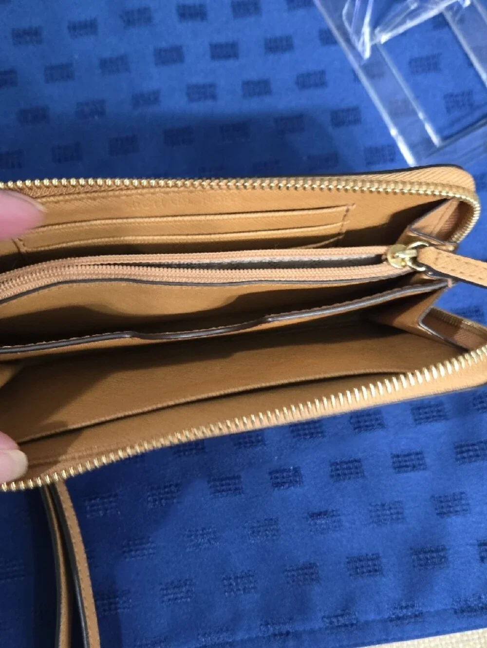 Michael Kors Tan Saffiano Leather Zip Around Wristlet Wallet